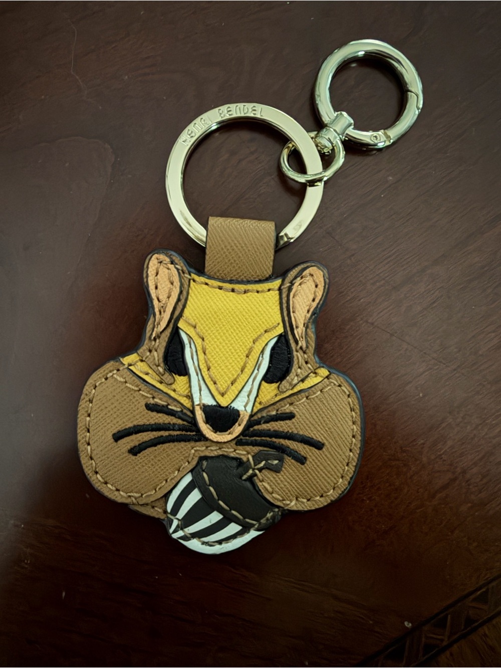 Henri Bendel Chi Chi Chipmunk Leather Key Fob Bag Charm